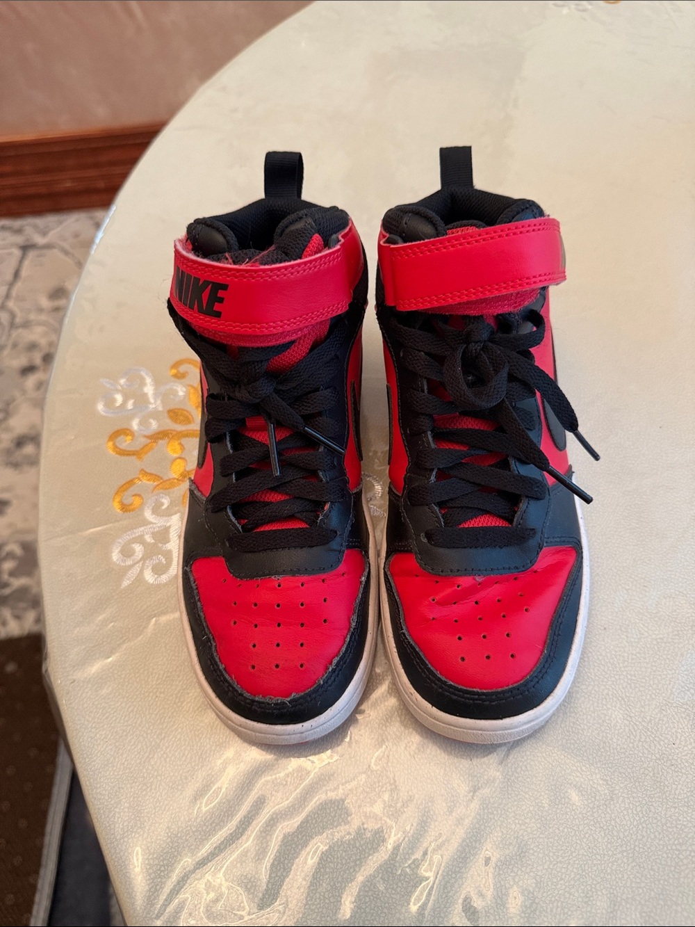 Nike Kids High-Top Sneakers in Red and Black